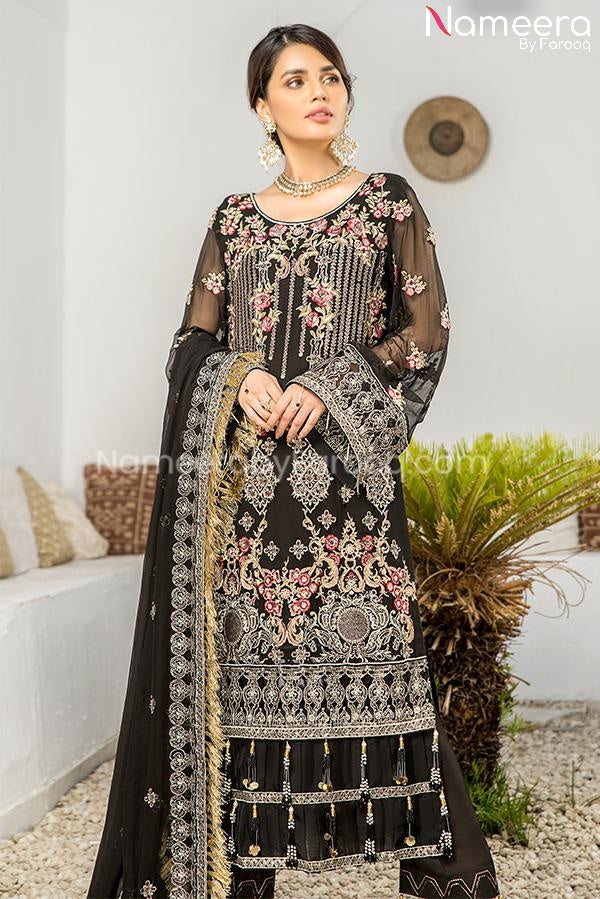 Embroidered Chiffon Dress