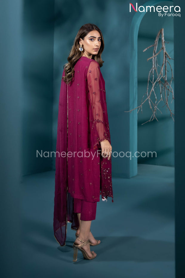 Embroidered Chiffon Dress