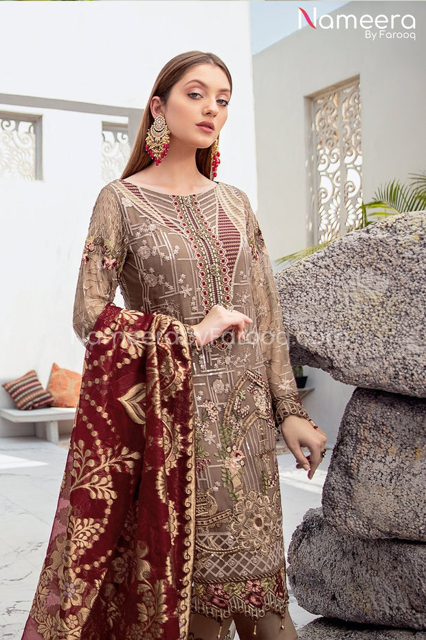 Embroidered Chiffon Dress