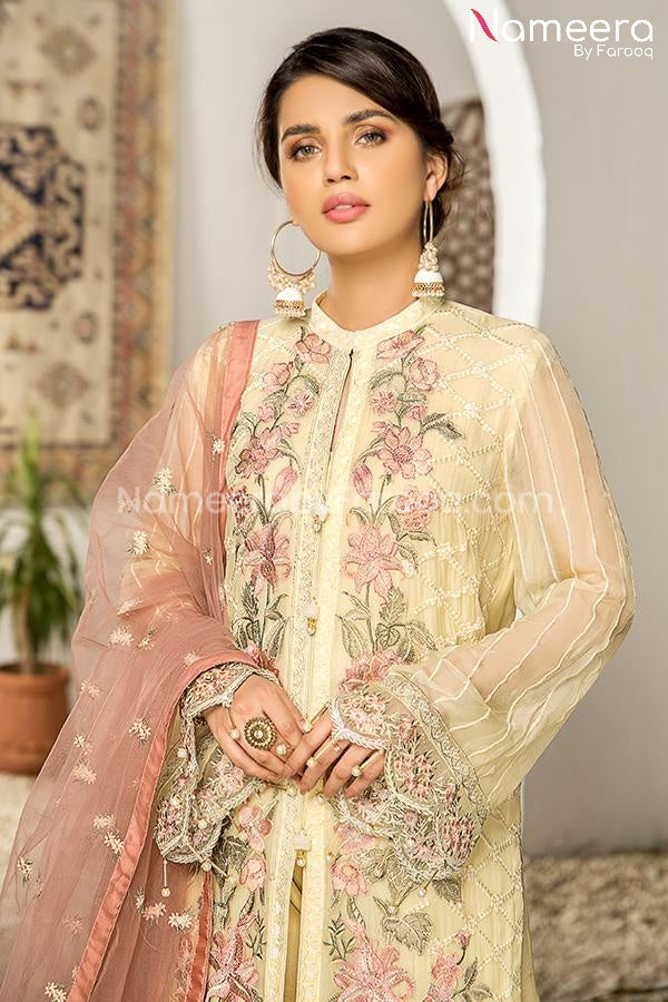 Embroidered Chiffon Dress