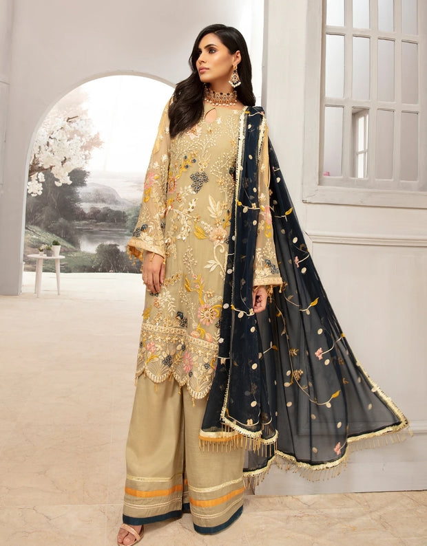 Embroidered Chiffon Dress