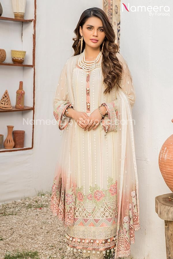 Embroidered Chiffon Dress