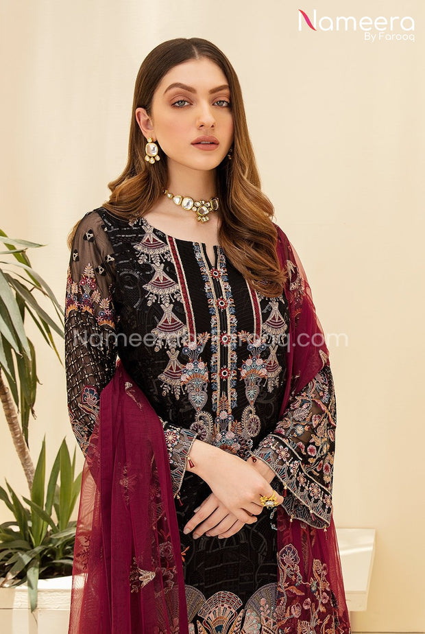 Embroidered Chiffon Dress