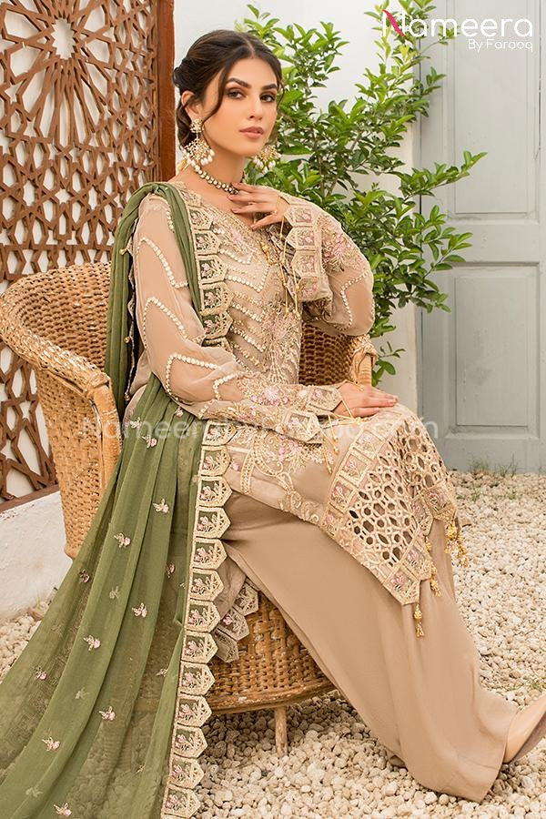 Embroidered Chiffon Dress