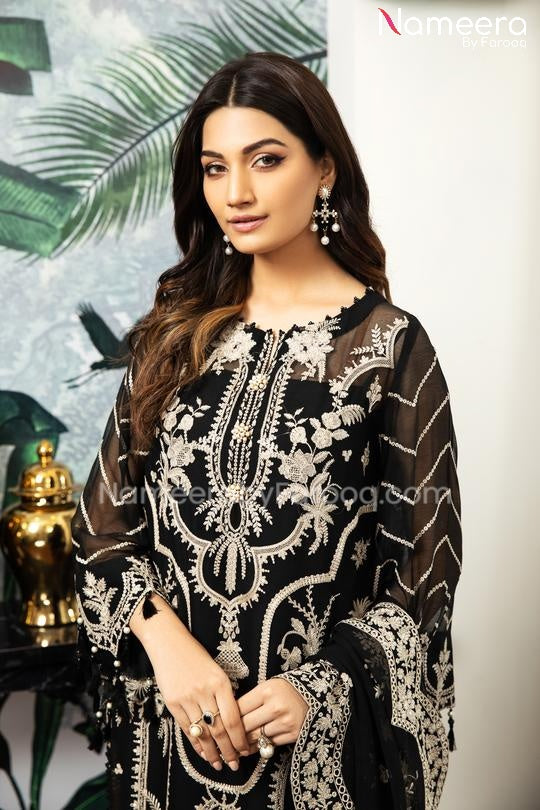 Embroidered Chiffon Dress