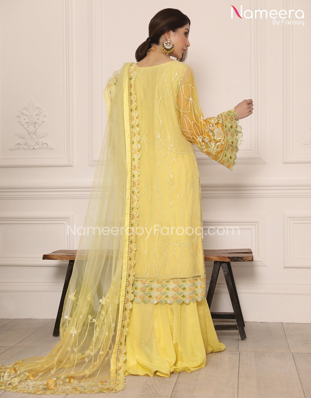 Embroidered Chiffon Dress