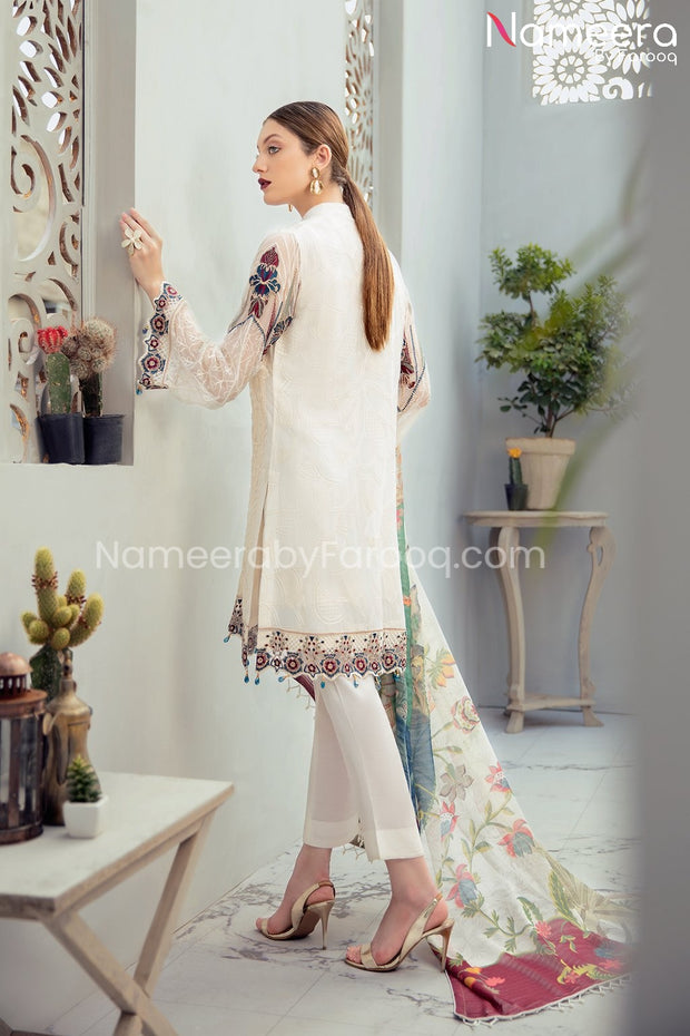 Embroidered Chiffon Dress