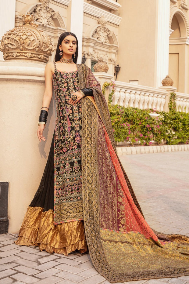 Buy Embroidered Chiffon Shirt with Lehnga Online – Nameera by Farooq