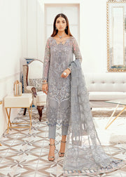 Embroidered Chiffon Wear in Gray Color
