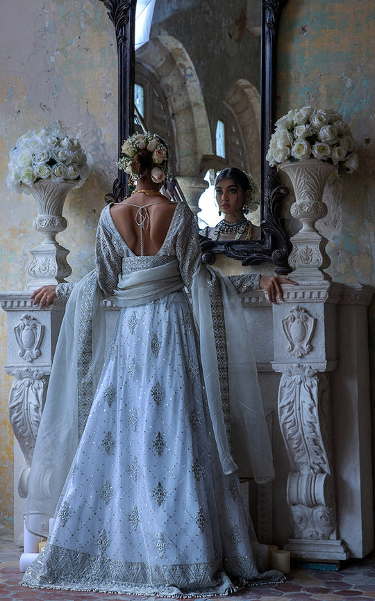 Embroidered Designer Bridal Light Blue Lehenga
