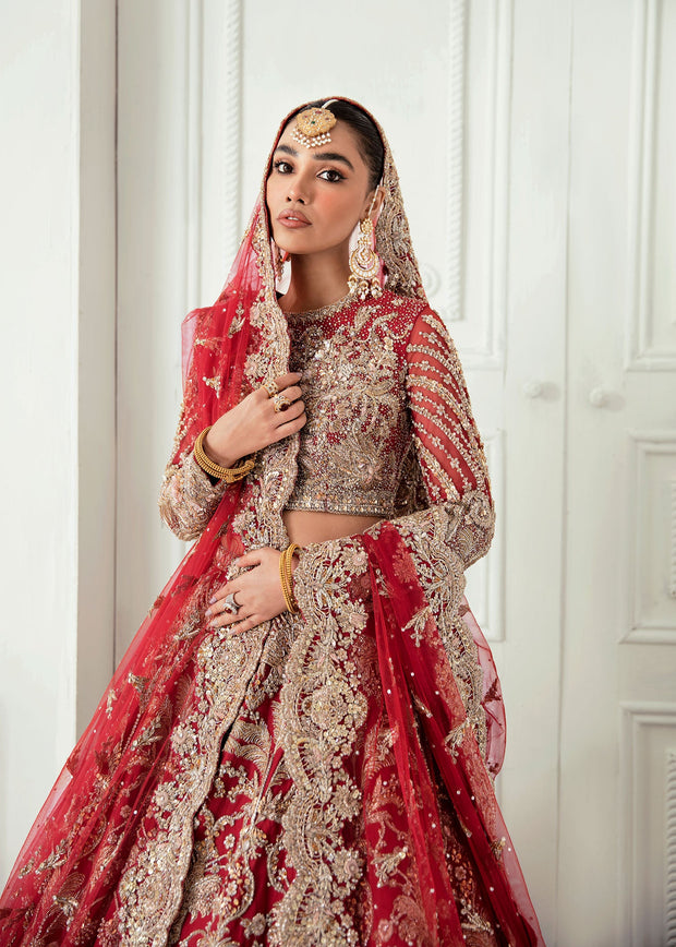 Embroidered Designer Red Indian Bridal Lehenga 2022