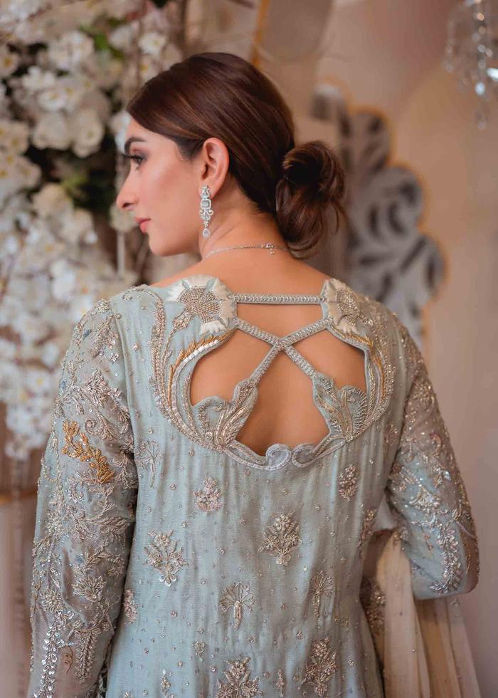 Embroidered Floral Lehngas Shirt Ice Blue 2022