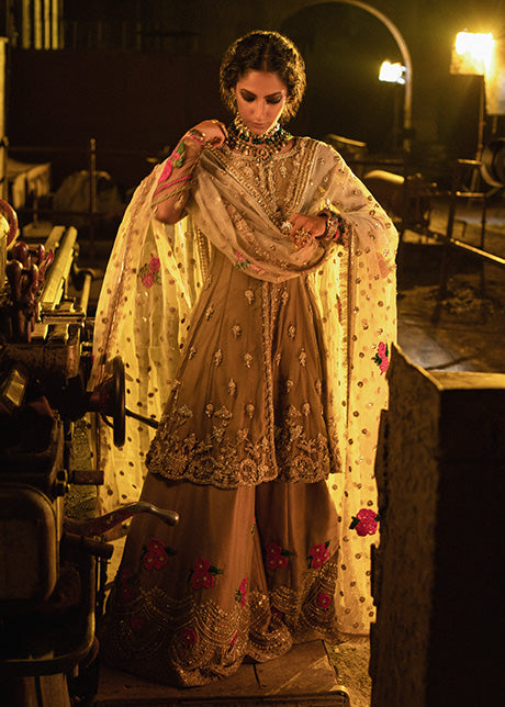 Embroidered Green Sharara Designer Bridal Dress