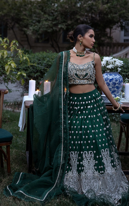 Embroidered Indian Emerald Green Lehenga Choli 2022