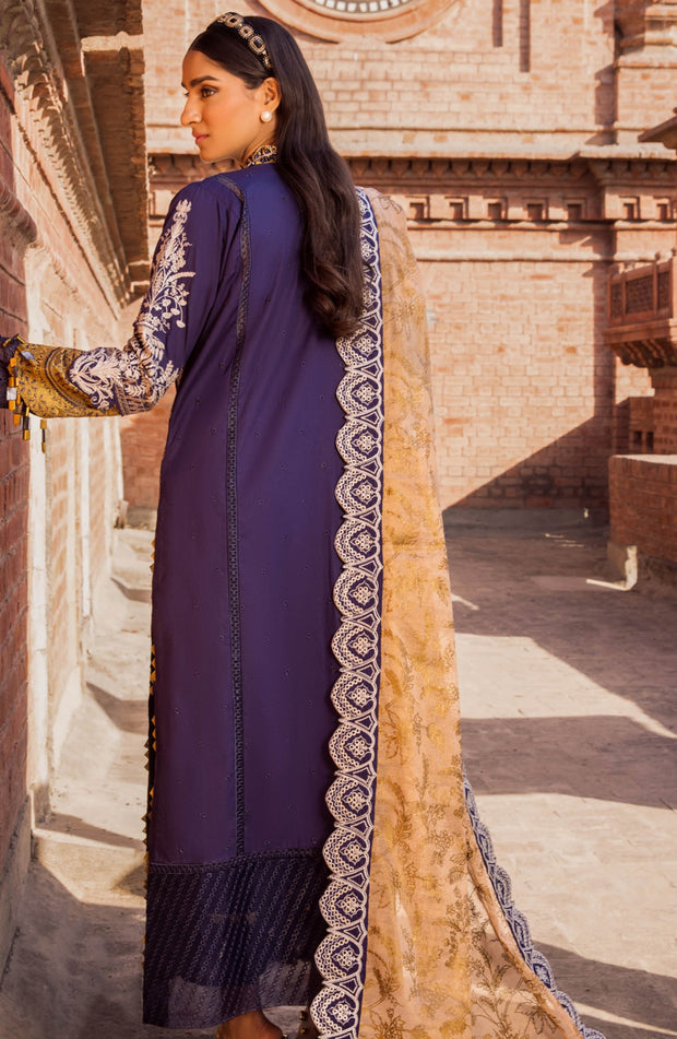 Embroidered Lawn Dress in Kameez Trouser and Dupatta Style