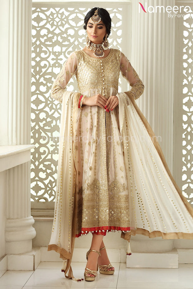 Embroidered Long Anarkali Dress for Wedding Party