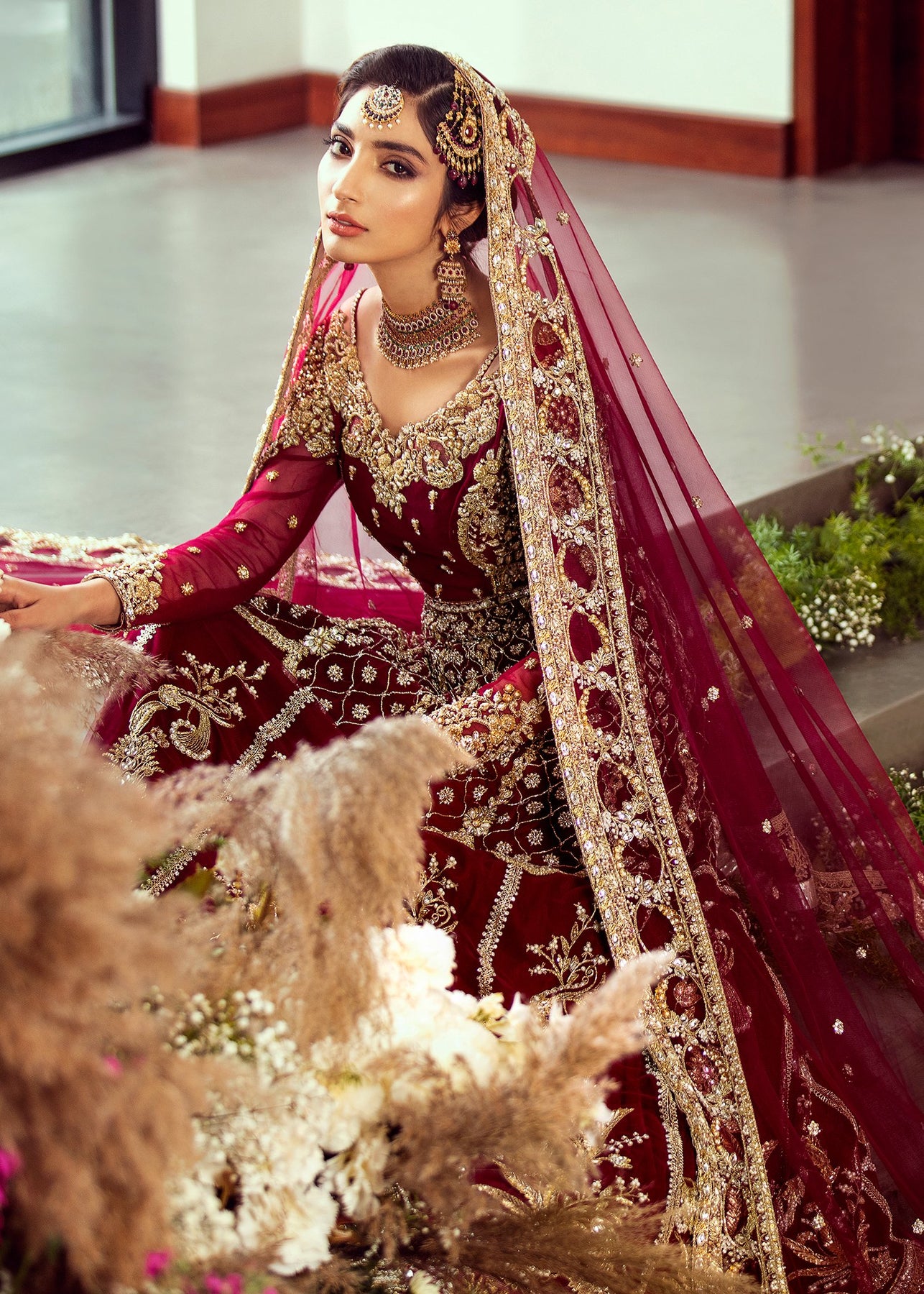 Embroidered Maroon Bridal Lehnga For Wedding Nameera By Farooq embroidered-maroon-bridal-lehnga-for-wedding-nameera-by-farooq