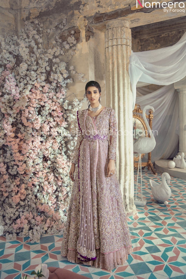 embroidered net lehenga