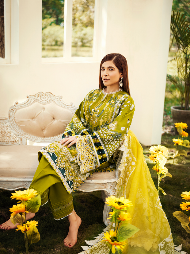 Embroidered Olive Salwar Kameez Pakistani Eid Dress 2022