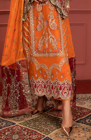 Embroidered Orange Kameez Salwar Pakistani Party Dress 2023
