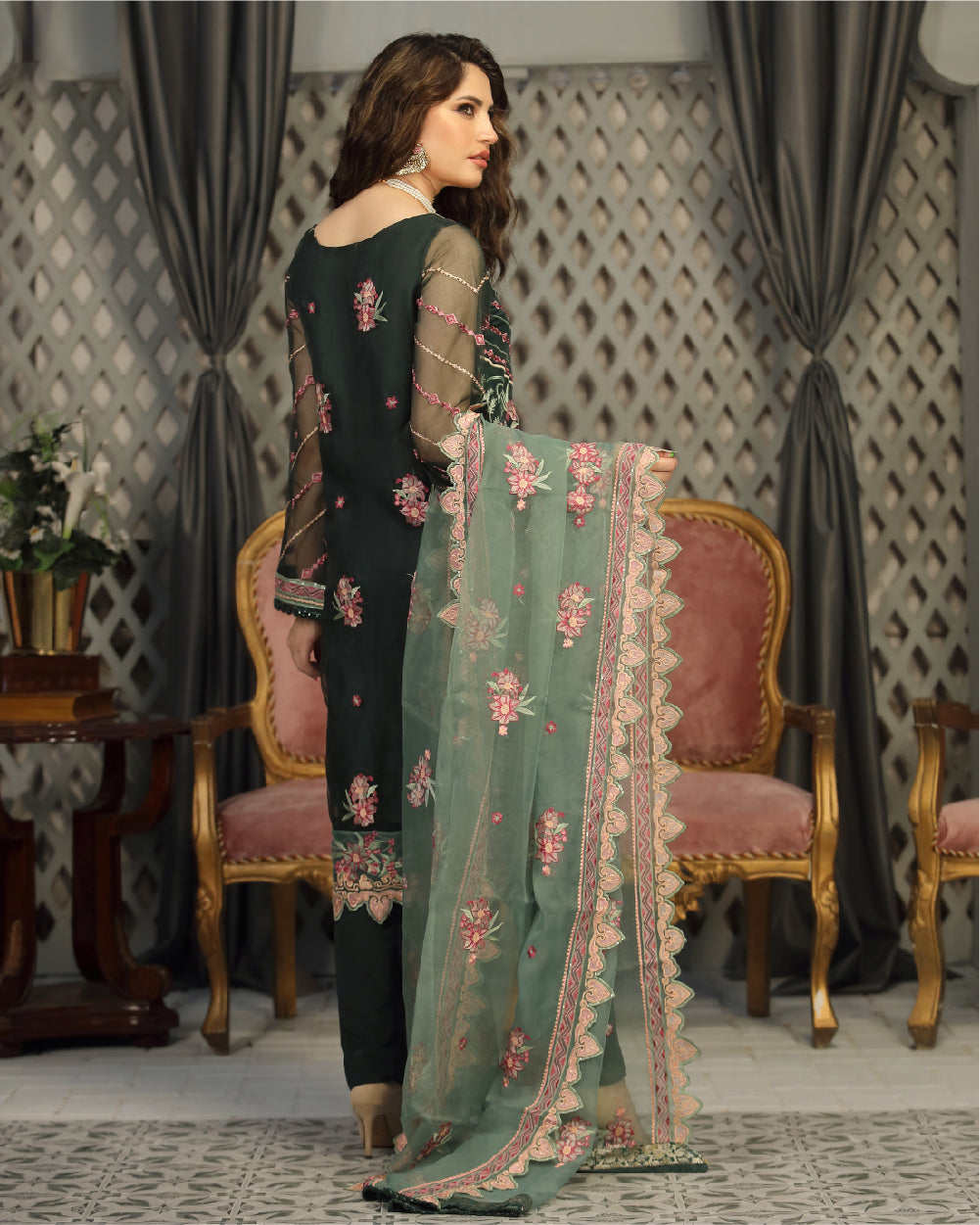 Embroidered Organza Black Salwar Kameez Pakistani Dresses 2022