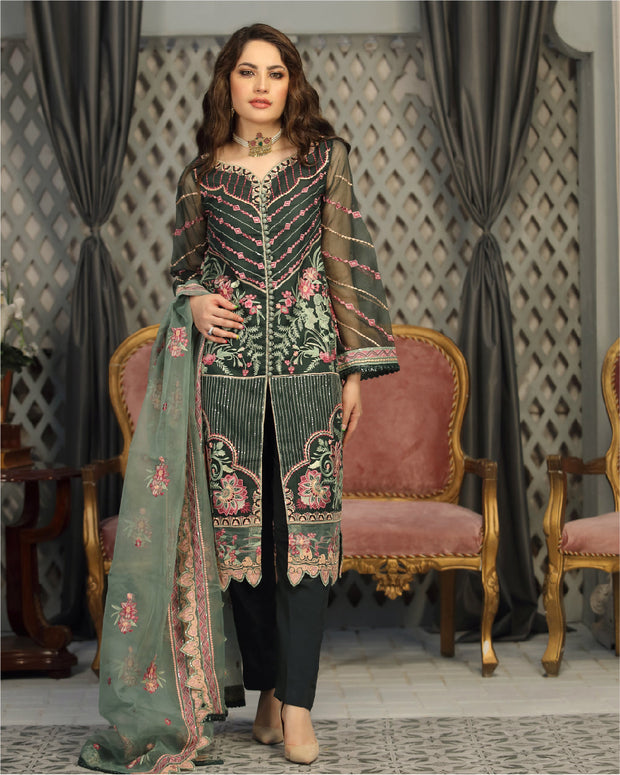 Embroidered Organza Black Salwar Kameez Pakistani Dresses