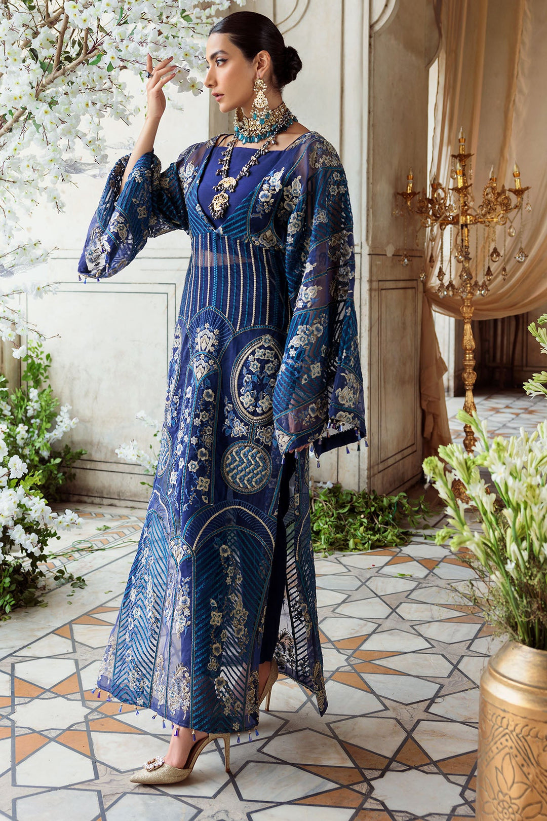 Embroidered Organza Traditional Pakistani Capri Kameez 2023