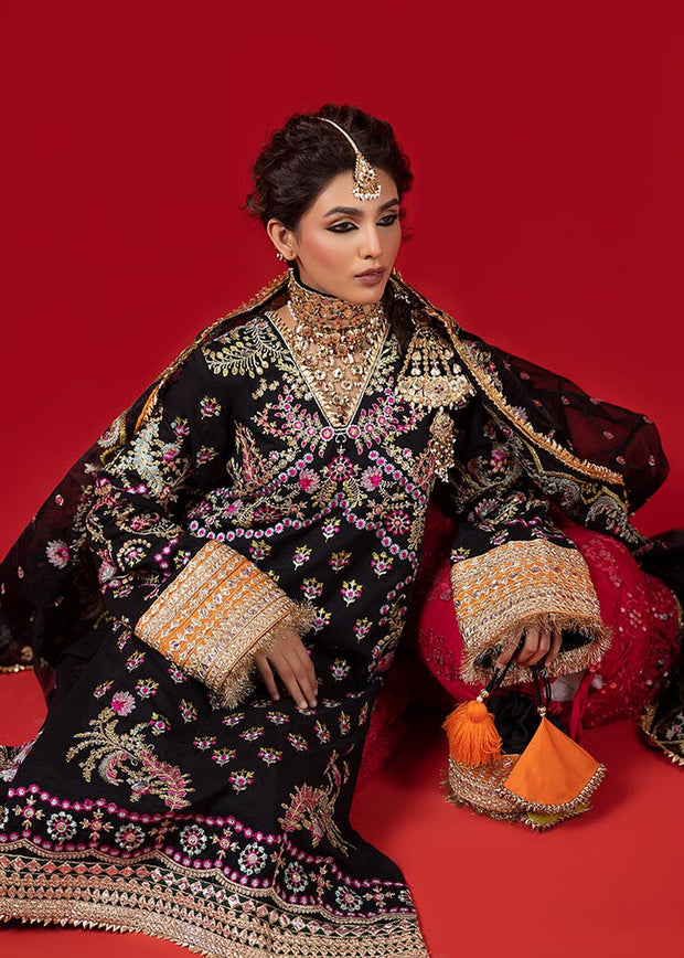 Embroidered Pakistani Black Dress in Salwar Kameez Dupatta Style