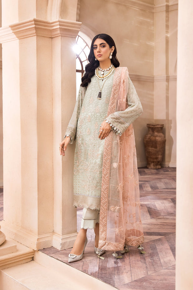 Embroidered Pakistani Dress in Light Mint Shade PF443