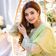 Embroidered Pakistani Dress in Pistachio Shade Designer