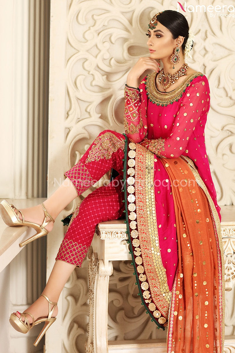 Embroidered Pakistani Frock Dress for Party 2021 Trouser Look