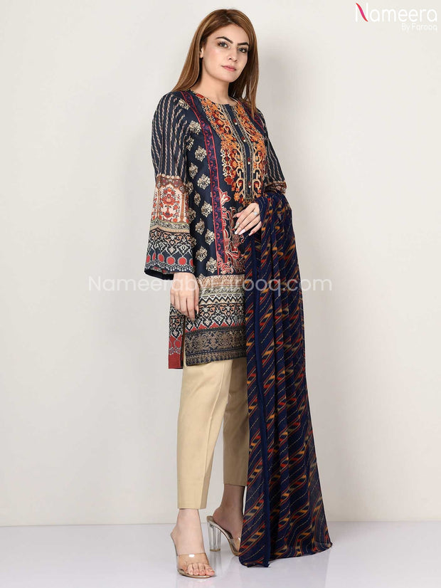 Embroidered Pakistani Lawn Fabric Dress for Eid #LR222