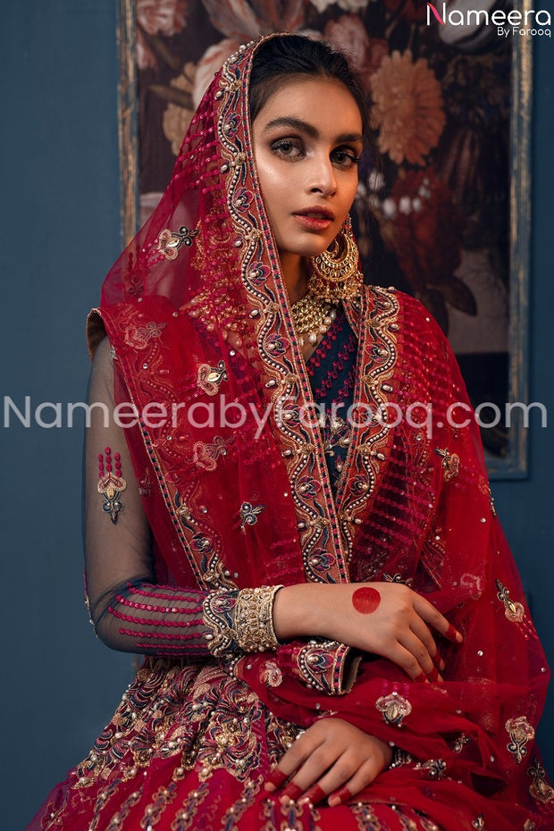 Embroidered Pakistani Lehenga Choli for Bride 2021 Dupatta View