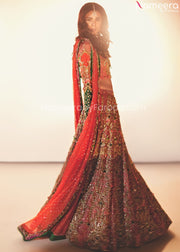 Embroidered Pakistani Lehenga Dress for Wedding Side Pose