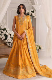 Embroidered Pakistani Maxi in Yellow Mustard Shade