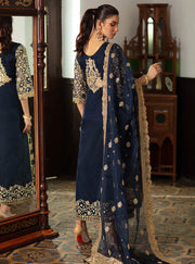 Embroidered Pakistani Suit In Navy Blue 