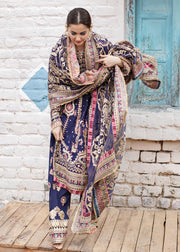 Embroidered Pakistani Wedding Dress in Blue Kameez Trouser Style
