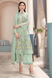 Embroidered Party Suit in Turquoise Color