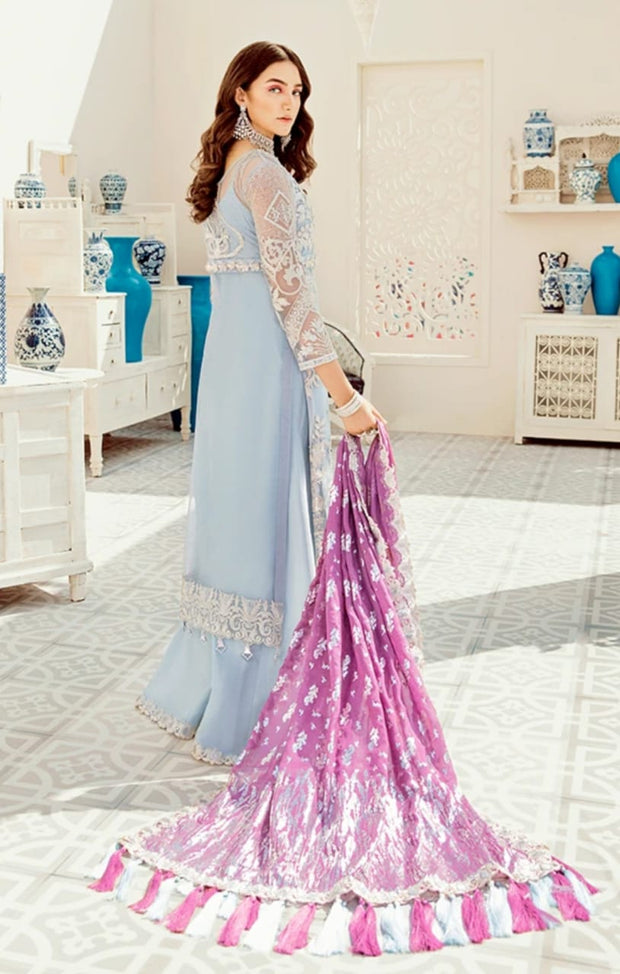 Embroidered Party Wear in Ice Blue Color #Y2073