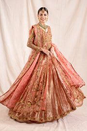 Embroidered Peach Lehenga Pakistani Bridal Dresses