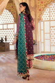 Embroidered Purple Salwar Kameez with Culottes Online