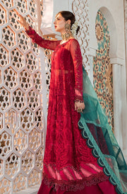 Embroidered Red Frock Lehenga Pakistani Eid Dress Online