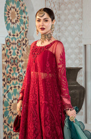 Embroidered Red Frock Lehenga Pakistani Eid Dress