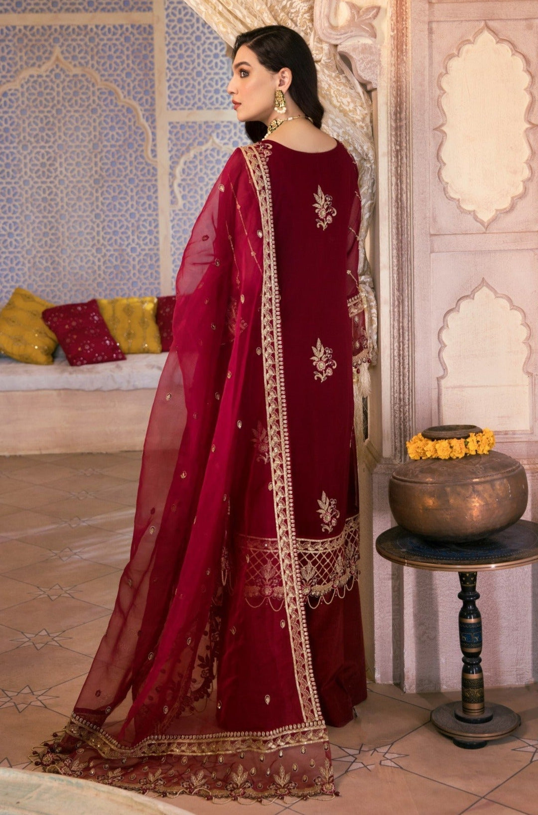 Embroidered Red Salwar Kameez by Pakistani Designer 2022