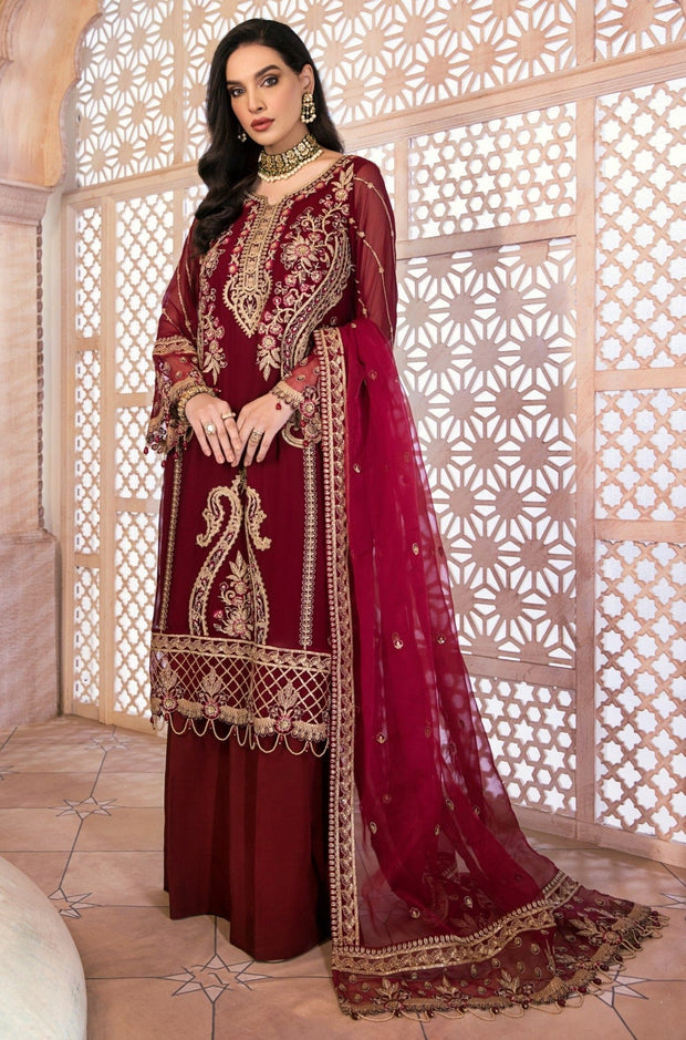 Embroidered Red Salwar Kameez by Pakistani Designer Designer