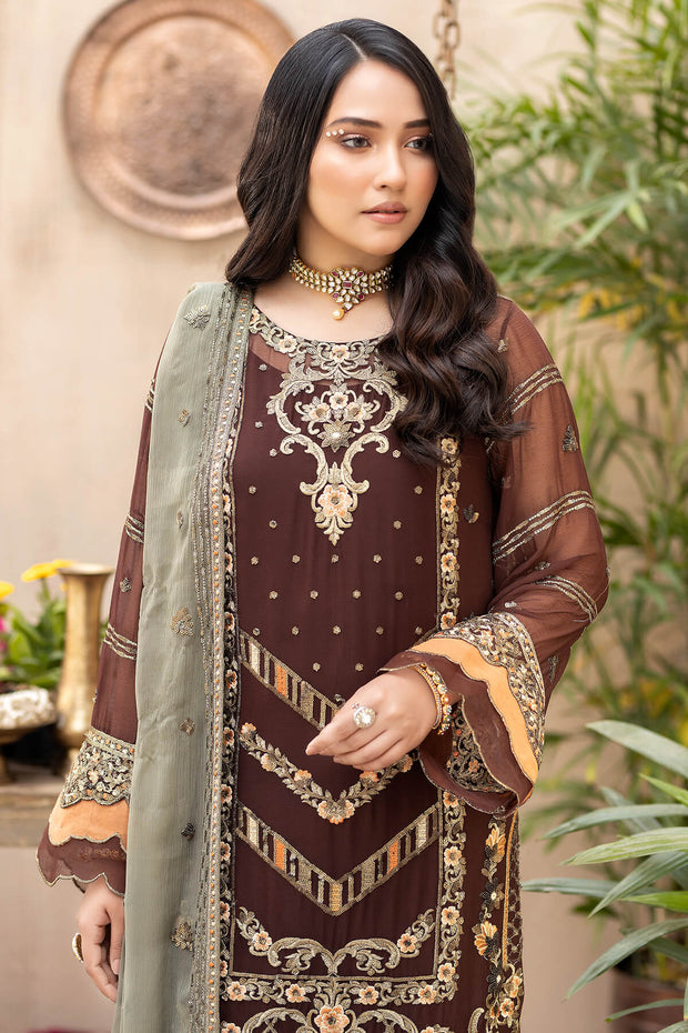 Royal Embroidered Salwar Kameez Chiffon Pakistani Party Wear