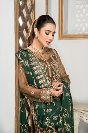 Embroidered Salwar Kameez in Olive Green Shade Online