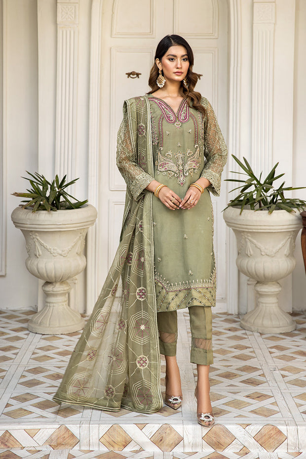 Embroidered Salwar Kameez in Pistachio Color PF490