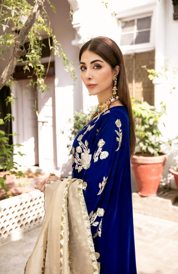 Embroidered Salwar Kameez in Royal Blue Shade Latest