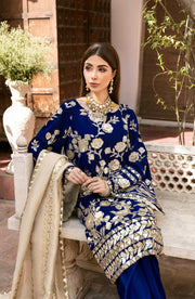 Embroidered Salwar Kameez in Royal Blue Shade Online